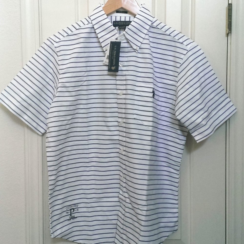 NWT U.S Polo Assn Button Front Pocket Shirt Large